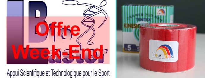 Offre Spciale Pques chez Biolaster: 6 rouleaux de Kinesiology Tape TEMTEX avec dimensions 5cm x 5m et couleur Rouge