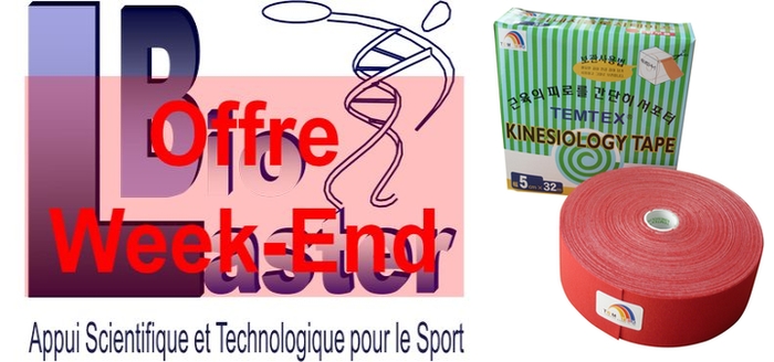 Offre Week-End chez Biolaster: Kinesiology Tape TEMTEX avec dimensions 5cm x 32m et couleur Rouge