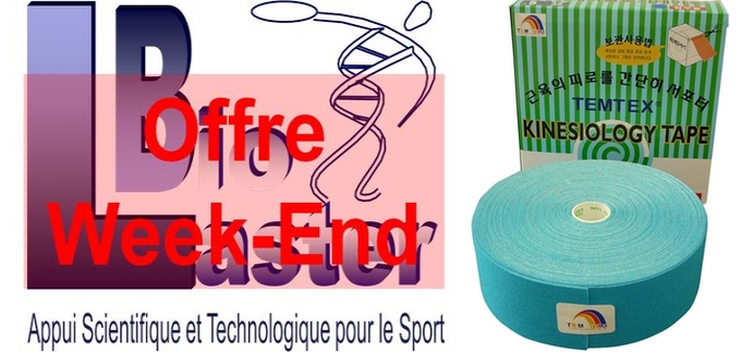 Offre Week-End chez Biolaster: Kinesiology Tape TEMTEX avec dimensions 5cm x 32m et couleur Bleu