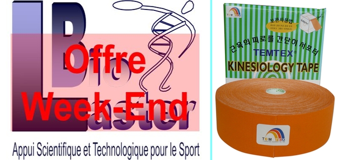 Offre Week-End chez Biolaster: Kinesiology Tape TEMTEX avec dimensions 5cm x 32m et couleur Orange