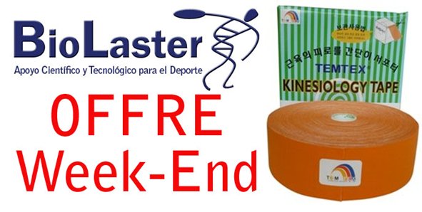 Offre Week-End chez Biolaster: Kinesiology Tape TEMTEX avec dimensions 5cm x 32m et couleur Orange