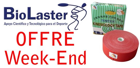 Offre Week-End chez Biolaster: Kinesiology Tape TEMTEX avec dimensions 5cm x 32m et couleur Rouge