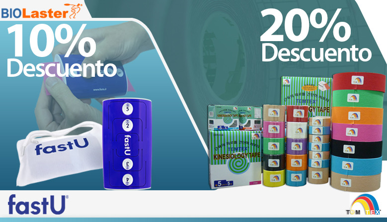 ¡Hasta 20% de descuento en FastU y Kinesiotape Temtex en Biolaster!
