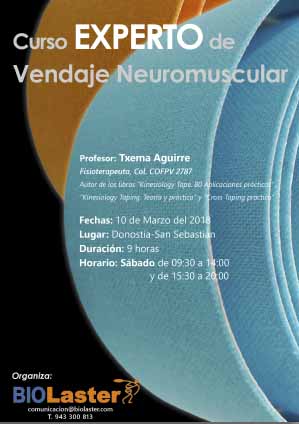 programa curso avanzado kinesiology tape vendaje neuromuscular TEMTEX impartido por Txema Aguirre